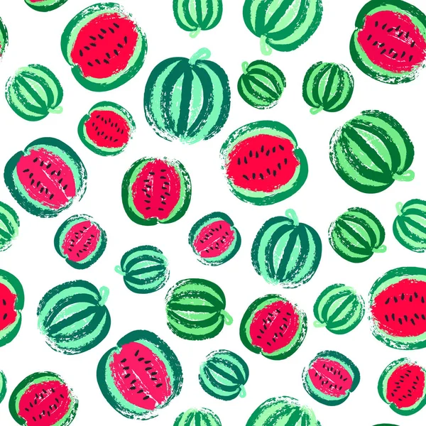 Wassermelone Hintergrund gemaltes Muster — Stockvektor