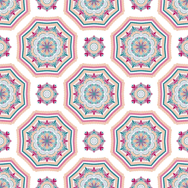 Komplizierte Mandala Muster Fliese Hintergrund — Stockvektor