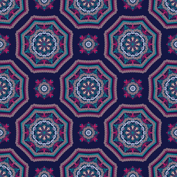 Komplizierte Mandala Muster Fliese Hintergrund — Stockvektor