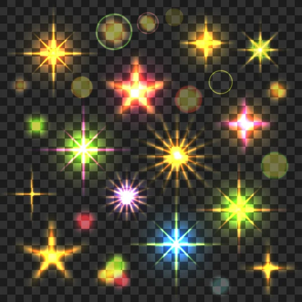 Glühende Sterne Fackeln gesetzt — Stockvektor