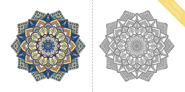 Página para colorear antiestrés Mandala Séptimo — Archivo Imágenes Vectoriales