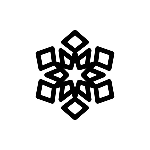 Vector Snowflake Black on White Isolated — Stock Vector