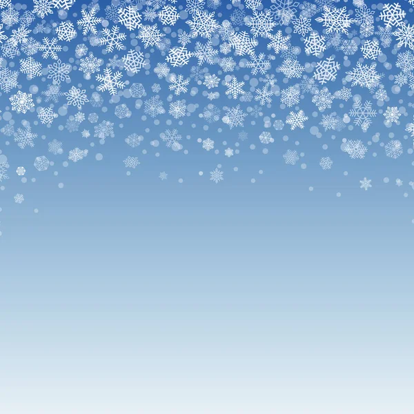 Снежинки падают на голубом фоне — стоковый вектор