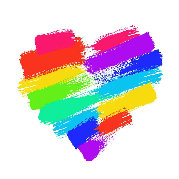 Corazón de arco iris pintado — Vector de stock