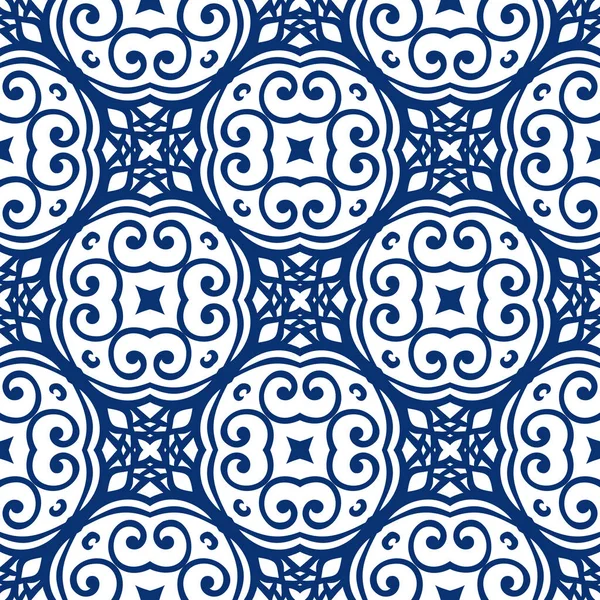 Blå Arabesque mönster — Stock vektor