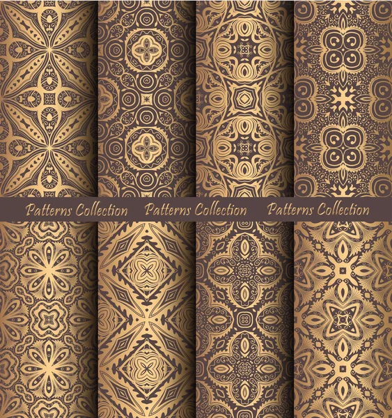 Patrones de oro forjado diseño vintage — Vector de stock