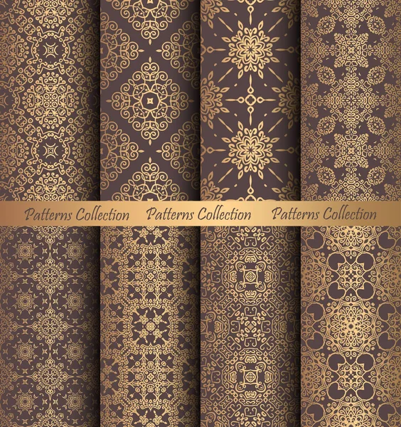 Golden Patterns Tessitura Vintage Design — Vettoriale Stock