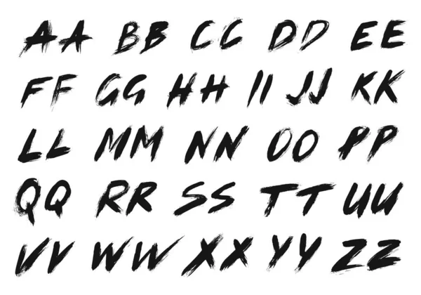 ABC set met alternatieven. Brush lettertype. Alfabet uit penseelstreken. — Stockvector