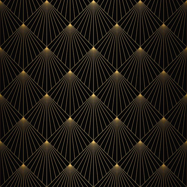 Patrón Art Deco. Fondo blanco y dorado sin costuras — Vector de stock