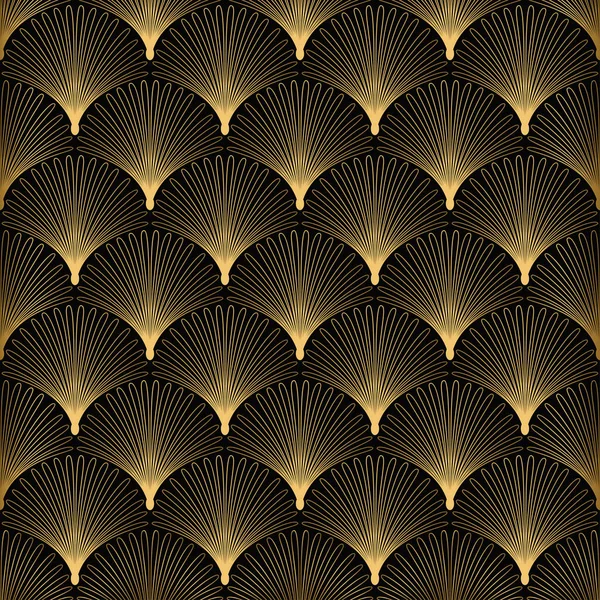 Art Deco Pattern. Seamless white and gold background — Stock Vector