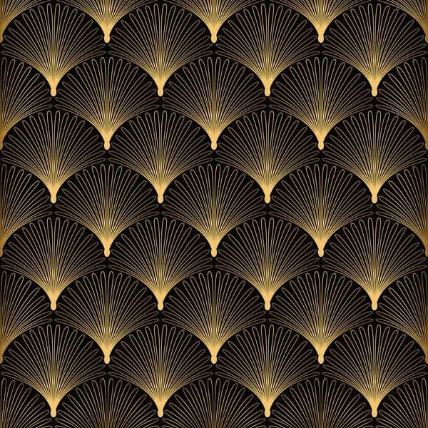 Patrón Art Deco. Fondo blanco y dorado sin costuras — Archivo Imágenes Vectoriales