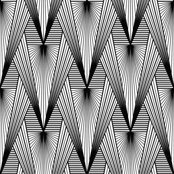 Art Deco Pattern. Fanning seamless black and white background — Stock Vector