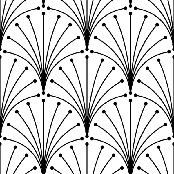 Art Deco patroon. Fanning naadloze zwart-wit achtergrond — Stockvector
