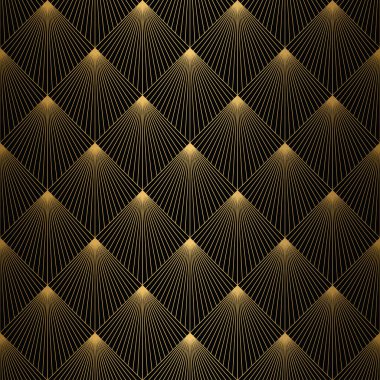 Art Deco Pattern. Seamless Gold and black background. Geometric design clipart
