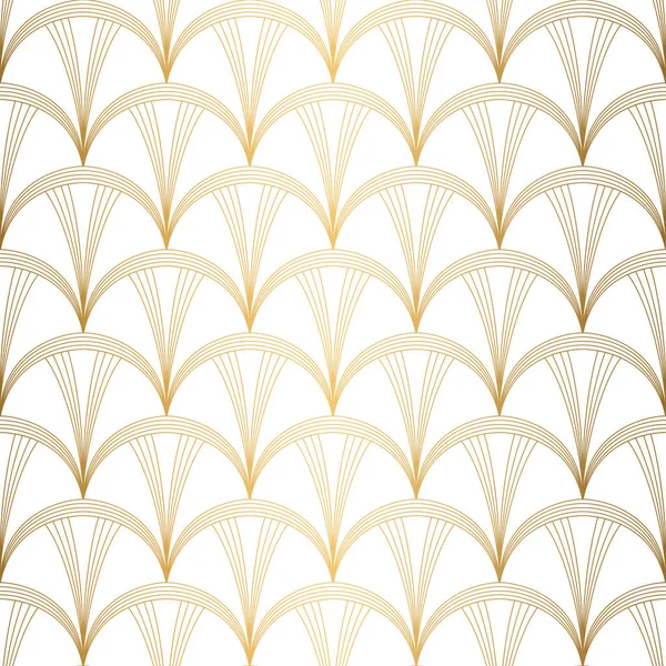 Art-déco-Muster. Nahtloser weißer und goldener Hintergrund. Hochzeitsdekoration — Stockvektor