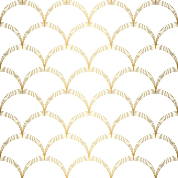 Art-déco-Muster. Nahtloser weißer und goldener Hintergrund. Hochzeitsdekoration — Stockvektor