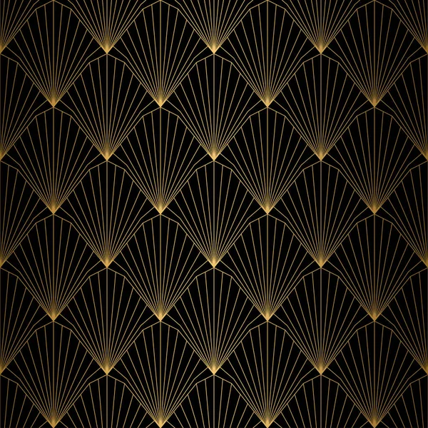 Patrón Art Deco. Fondo blanco y dorado sin costuras — Vector de stock