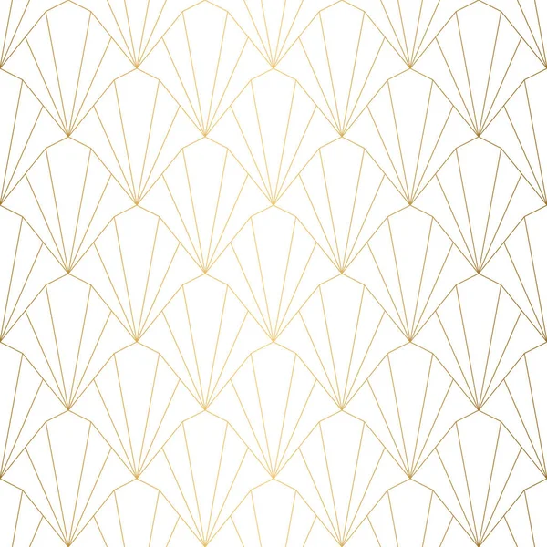 Motif art déco. Fond blanc et or sans couture. Décoration de mariage — Image vectorielle