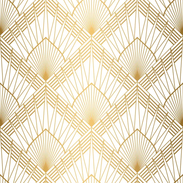 Art Deco minta. Zökkenőmentes fehér és arany háttér. Esküvői dekoráció — Stock Vector