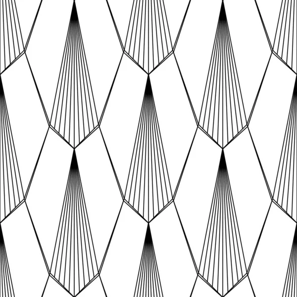 Patrón Art Deco. Fondo blanco y negro sin costuras Fanning — Vector de stock