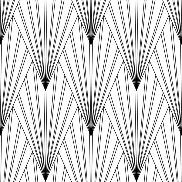 Art Deco Muster. Fanning nahtlosen schwarz-weißen Hintergrund — Stockvektor
