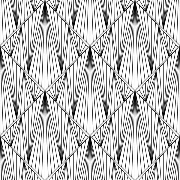 Art Deco Pattern. Fanning seamless black and white background — Stock Vector