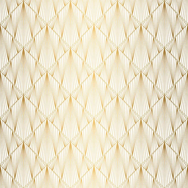 Padrão Art Deco. Fundo branco e dourado sem costura. Decoração de casamento — Vetor de Stock