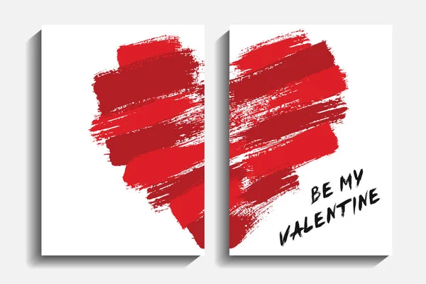 Valentijnskaart. Vector schilderde harten op witte achtergrond. — Stockvector