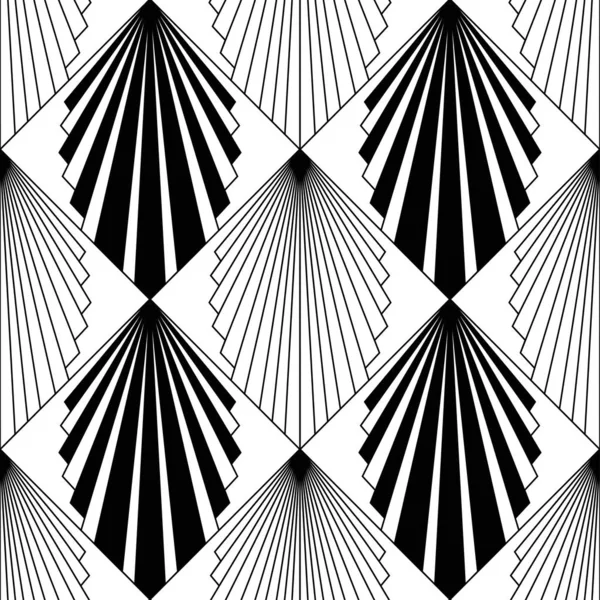 Art-déco-Muster. Vektor schwarz weißer Hintergrund. Nahtlose Luxusverzierung — Stockvektor
