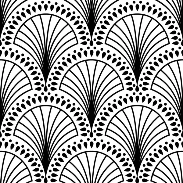 アール・デコ様式。ベクトルブラックホワイトの背景。豪華なシームレスな装飾 — ストックベクタ