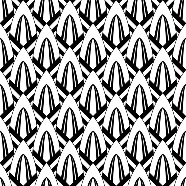 Patrón Art Deco. Vector fondo blanco negro. Adorno sin costura de lujo — Vector de stock