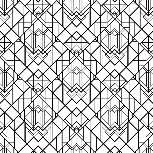 Art Deco pattern. Vector black white background. Luxury seamless ornament — Stock Vector