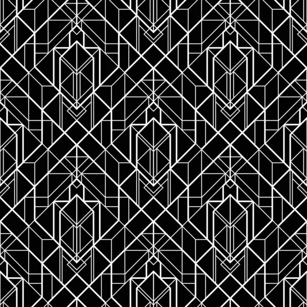 Σχέδιο Art Deco. Διάνυσμα μαύρο άσπρο φόντο. Πολυτελές στολίδι χωρίς ραφή — Διανυσματικό Αρχείο