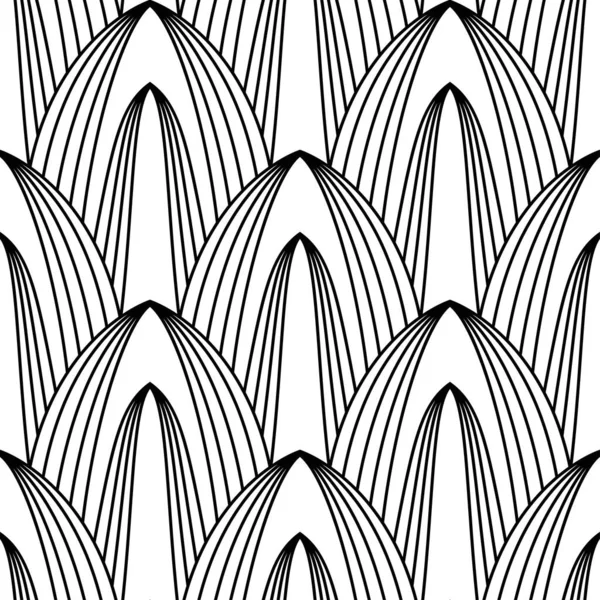 Motif art déco. Vecteur fond blanc noir. Ornement sans couture de luxe — Image vectorielle