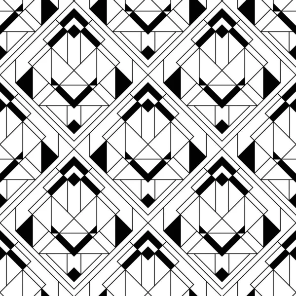 Art Deco patroon. Vector zwart witte achtergrond — Stockvector