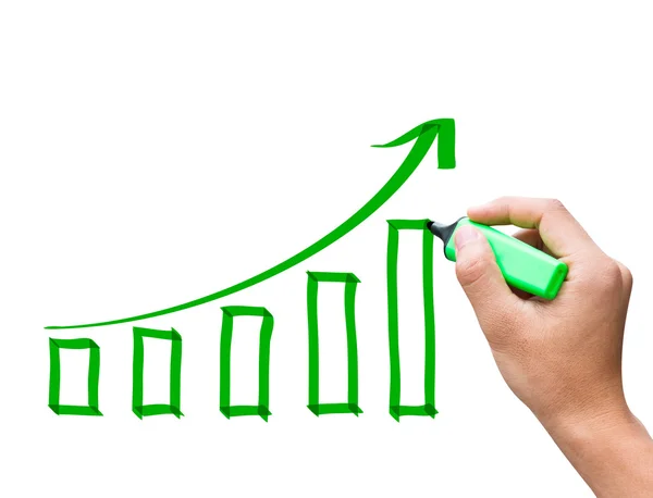 Férfi kézi rajz egy növekedés-diagram — Stock Fotó