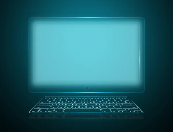 Oi computador de tecnologia com teclado sem fio — Fotografia de Stock