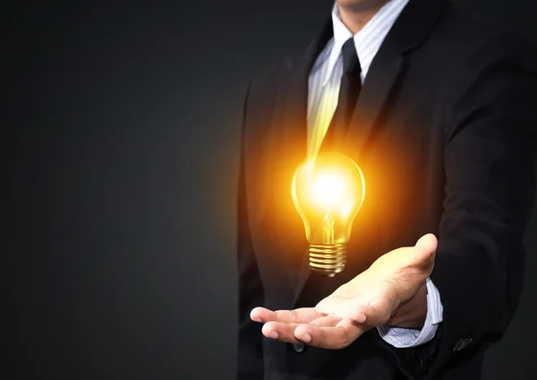 Light bulb in man hand — Stock Photo, Image