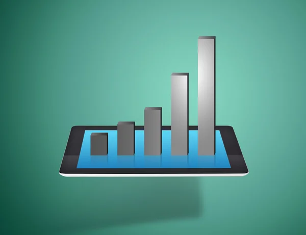 Computer tablet screen with growth graph — Stock Photo, Image