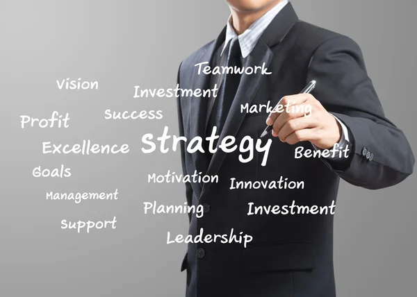 Business man writing Strategy — Stock Photo, Image
