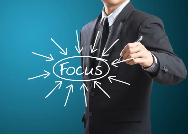 Business man writing target on focus — Stock Photo, Image