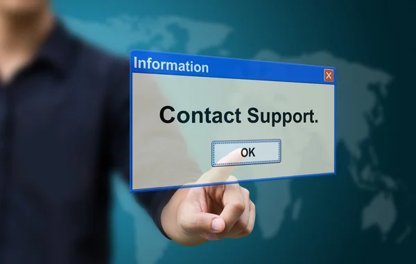 Business hand touch contact support — Stock Photo, Image