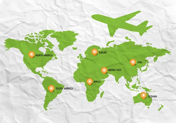 Mapa světa s letadly — Stock fotografie