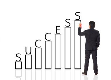 Büyüme yazma iş adamı grafik, başarı kavramı
