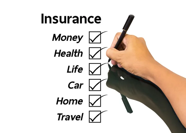 Hand writing insurance concept — Stock Photo, Image