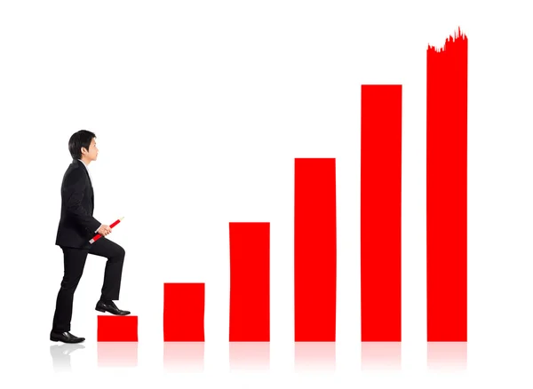 Conceito de sucesso nos negócios com estatísticas positivas — Fotografia de Stock