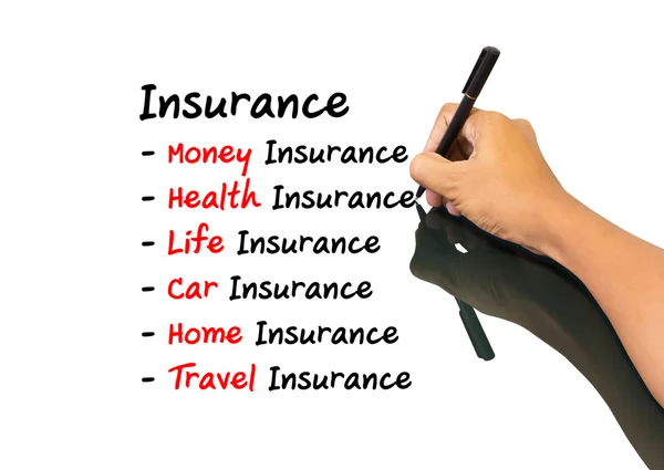 Hand writing insurance concept — Stock Photo, Image