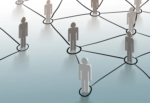 Sosyal ağ yapısı, küresel ağ kafes, bir grup insan sosyal ağ konuşuyor — Stok fotoğraf