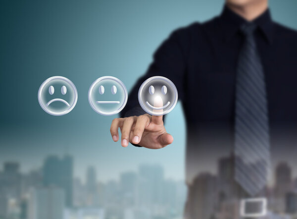 businessman evaluating performance with city view 