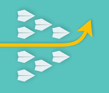 benzersizlik kavramı, önde gelen ok ile kağıt uçak